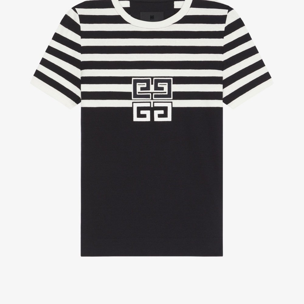 Slim fit 4G striped t-shirt in cotton